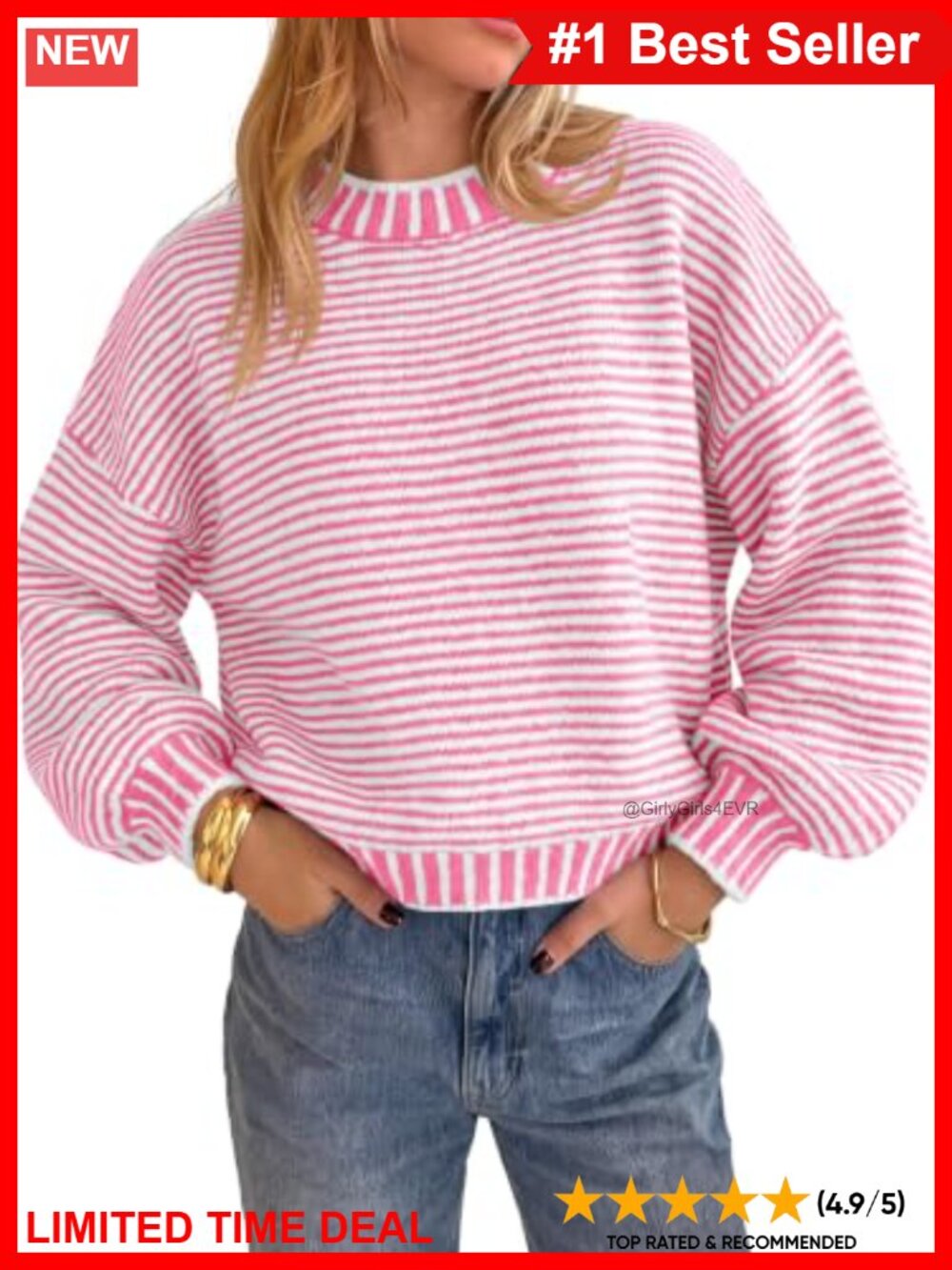 Striped Chunky Knit Oversized Pullover Sweater